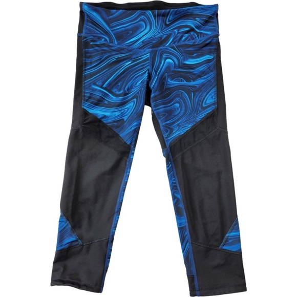 Champion Yoga Panta Womens Black/Swirled Blue With mesh inserts size S - Picture 1 of 10